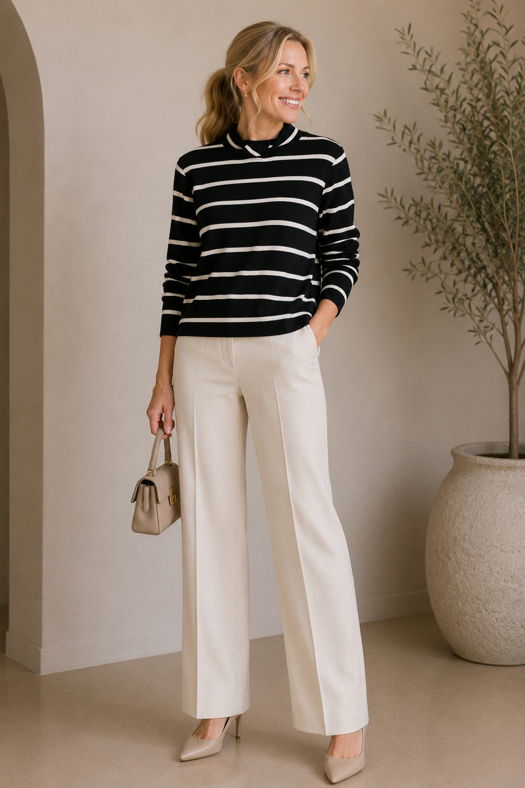 Knotted Stripe Knit Top