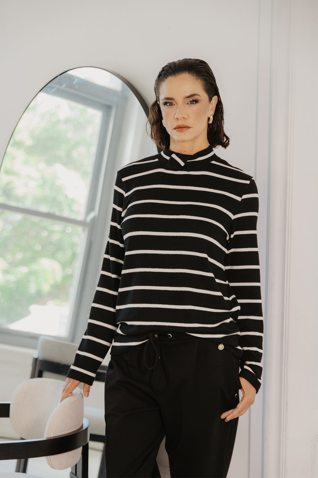 Knotted Stripe Knit Top
