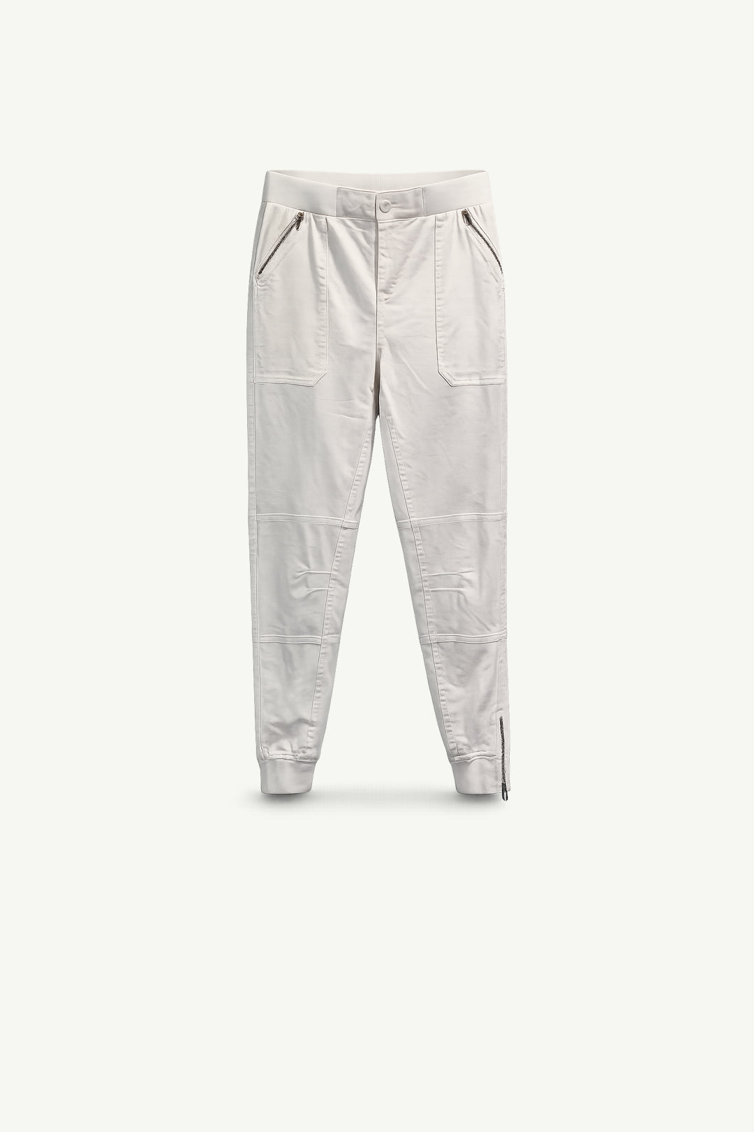 White Elasticated Cargo Pants