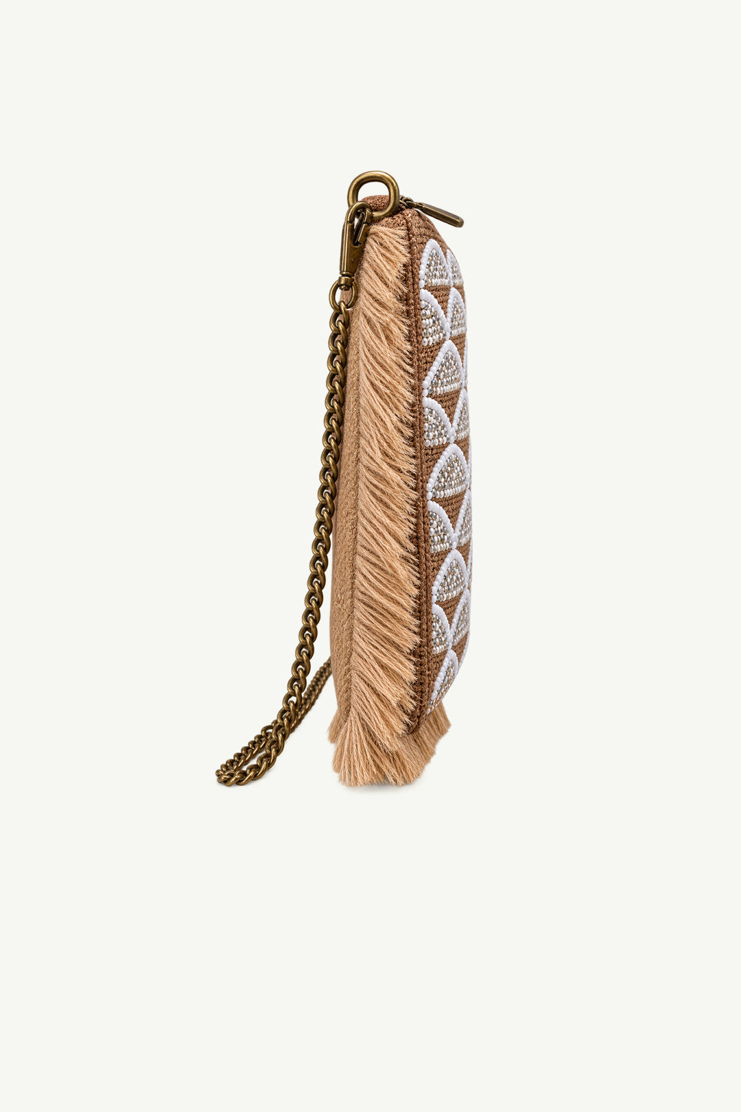 White Beaded Ruffle Bag
