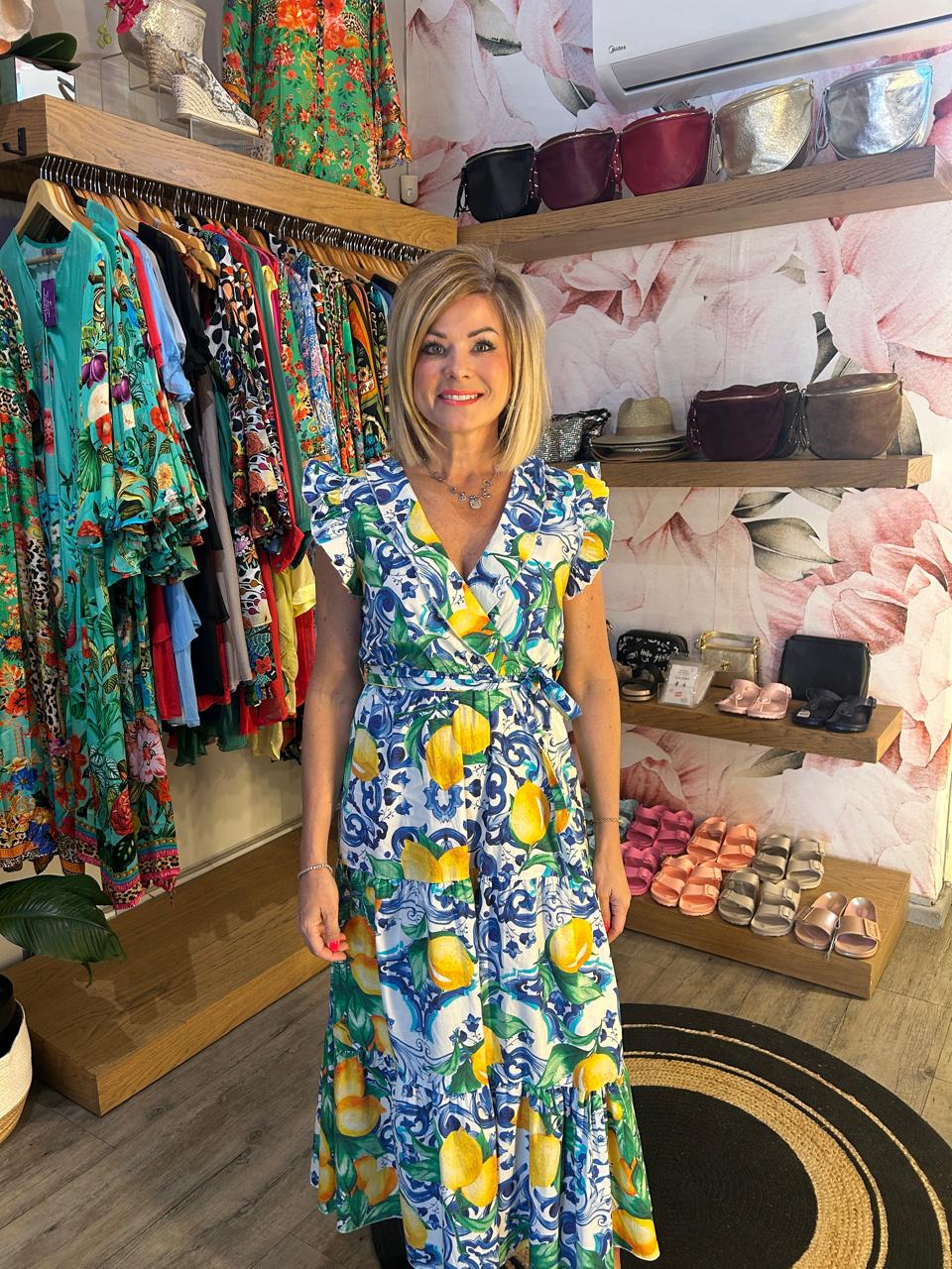 Strappy Multi colour lemon dress