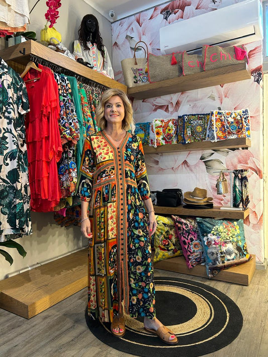 Carly Floral Tile Dress