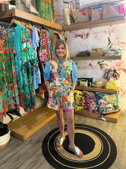 vibrant floral two-piece set